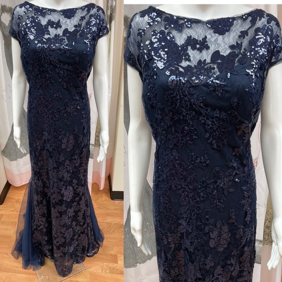 Jade couture navy gown with mesh top size 24 nwt - Picture 1 of 6